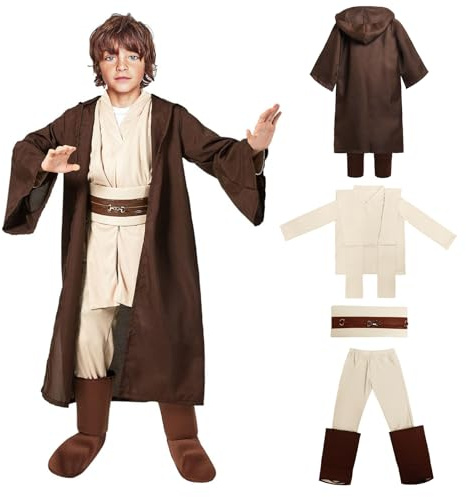 Jedi Kostüm Luke Skywalker Kostüm Darth Vader Star Ritter Umhang Outfits Wars Tunika Kapuzenumhang kinder Halloween Cosplay (Jedi Kostüm Jungen, L)