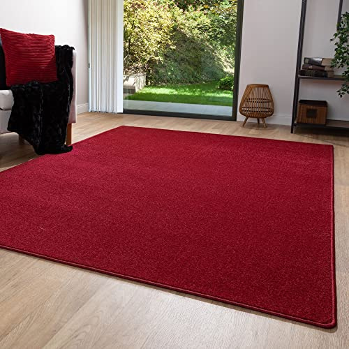 Steffensmeier Kurzflor Teppich Ibiza | Wohnzimmerteppich | Stilvoll | Pflegeleicht | Jugendteppich | Rot, Größe: 200x200 cm