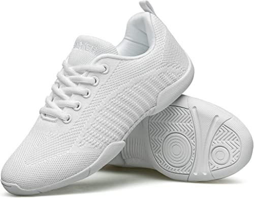 BAXINIER Girls White Cheerleading Shoes - White 12 Little Kid
