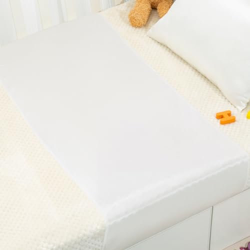 PROMEED 23 Momme Silk Crib Slip, No More Bed Head and Baby Bald Spots, 100% Silk Crib/Bassinet Sheets (White)