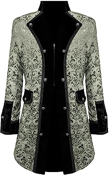 DRTES Men Steampunk Medieval Jacket Victorian Vampire Pirate Frock Coat Costume