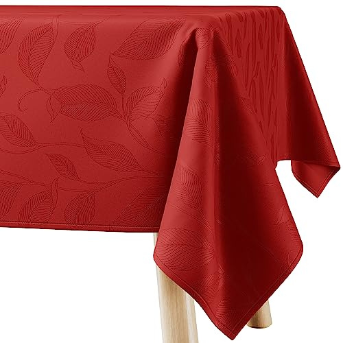 Filumi Tischdecke 120x160 cm Rot Abwaschbar Für Indoor Outdoor Pflanzenmuster Amalu