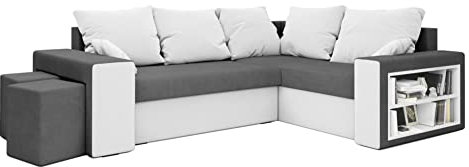 ALTDECOR Ecksofa in U-Form mit Schlaffunktion und Bettkasten Corner Sofa Bett Eckcouch Couch L-Form Schlafcouch Ausziehbar Wohnlandschaft Schlafsofa Cauchsofa DALS - 244x180x90cm Grau/Weiß