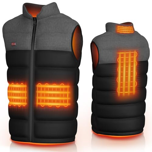 DJROLL Gilet Riscaldato Uomo Donna con 3 Livelli di Impostazioni di Calore, Giubbotto Riscaldato Elettrico USB, Scaldacorpo Riscaldato Lavabile per Sci all'Aperto Equitazione (Non Include la Batteria)