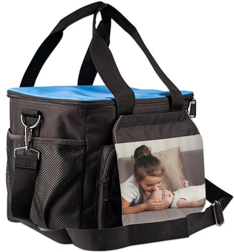 Kühltasche mit eigenem Foto - Kühltasche mit Klappe mit Fotodruck - Praktische und einzigartige Schwarze Picknick-Tasche