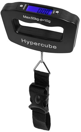 Hypercube Luggage Scale Portable Digital Weight Scale for Travel Suitcase Weigher with Tare Function 110 Lb/ 50Kg Capacity Black