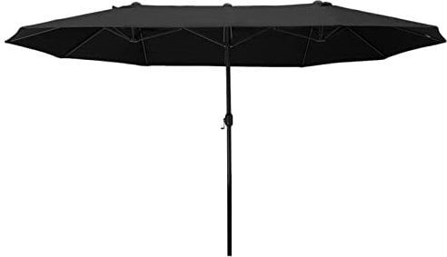 Outsunny Parasol de jardin exterieur parasol double rectangulaire 4,6L x 2,7l x 2,4H m avec ouverture fermeture manivelle, cadre en acier, toile 180 g/m², parasol pour balcon, piscine, noir