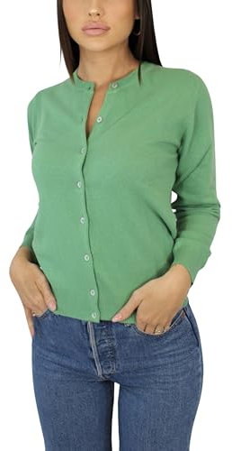 Gilet en Cachemire pour Femme - Fabriqué en Italie (FR/ES, Alpha/Lettres, M, Taille Normale, Taille Normale, Vert)