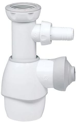 Wirquin 30723641 Set Completo Universale piletta e sifone all in One per lavabo e lavello, Bianco