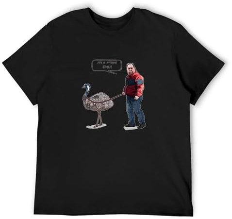 YAOHANXIN Man Walking Emu T-Shirt Youtube Ostrich Funny Video Viral L