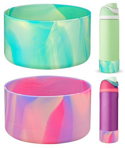 HEYSKAY 2 botas de silicona para botella de agua Owala Flask de 24 onzas, funda protectora antideslizante para Owala Twist, FreeSip y Flip de acero inoxidable, base inferior de bota sin BPA