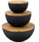 Bamboo Salad Bowl with Lids, 10 Large Salad Bowl Set, Bamboo Fiber Mixing Bowl Set of 3, Serving Bowls for Preparing & Serving Salad, Pasta, Fruits, Vegetables, Popcorn and Chips