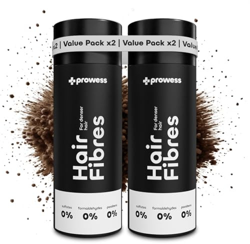 Prowess Streuhaar Ansatzpuder - Natürliches Haarpuder zur Haarverdichtung für Frauen und Männer - Farbe Hellbraun - Ansatzspray für sofortige Fülle, Haaransatz kaschieren, Hair fibers, 2x27,5g