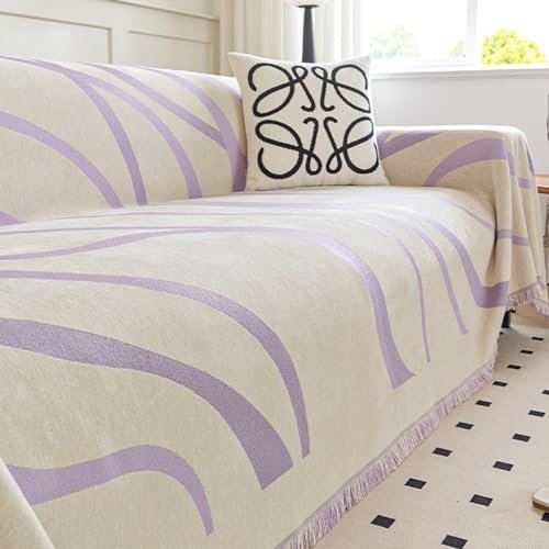 KCCRHIN Copridivano Stile Moderno Copridivano 3 Posti Con Penisola Copritutto Per Divano Grande Fodere Per Divano Angolare Copridivano Grande 1 2 3 4 Posti Copripoltrona,Viola,180 * 300cm/71 * 118in