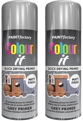 PNJB Grey Primer Spray Paint, Adhesion, Longevity And Durability, Smooth Primer, Flawless And Polished, All-Purpose Paint For Metal, Wood, & Plastic,250ml, (2PCS)