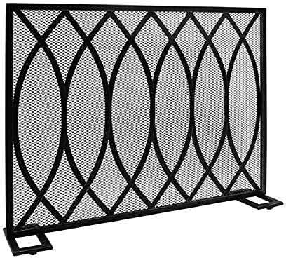AITEKODVG Feuerschutz Vintage Schmiedeeisen Mesh Flachbildschirme, freistehender Kaminzaun |Stabiler Brandschutz |Schutzgitter für Gasherde, mit Fußständer, 100×20×82 cm