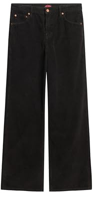 Superdry Damen Cordhose mit mittlerer Leibhöhe und weitem Beinschnitt Schwarz 26/32