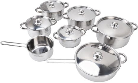 Batterie de Cuisine 7 Pièces avec Couvercles, Ensemble de Casseroles et Poêles Antiadhésives en Acier Inoxydable, Plaque de Cuisson à Induction, adapté à Toutes les Cuisinières