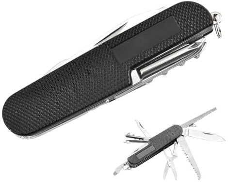 PRAOFRT 1 Handvoll 9 * 2.5 * 1.5CM Schweizer Taschenmesser,Multitool,schweizer taschenmesser mini, Swiss Army Knife mit 11Funktionen, Klinge, Korkenzieher, Dosenöffner(Schwarz)