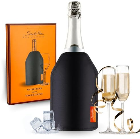 SIMPLEX DOMO Kühlmanschette für Weinflaschen – Extra lange Kühlung, wasserabweisendes Nylon – Flexibel für Wein, Sekt & Champagner – Perfekt für Haushalt, Gastronomie und Outdoor, 1xWeinflaschenkühler