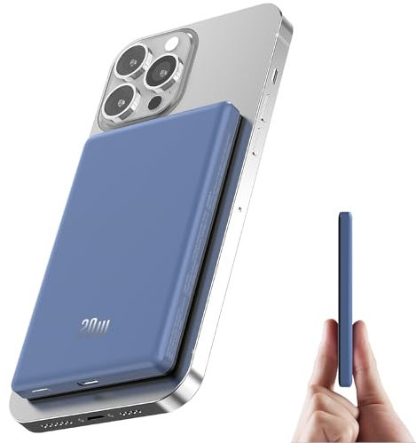 Power Bank para Magsafe,Ultra Slim Pequeño Bateria Externa Carga Rapida 5000mAh,20W PD Magnetic Bateria Portatil con Entrada y Salida USB C de High Speed Powerbank para iPhone 12 13 14 15 16 Pro Mini