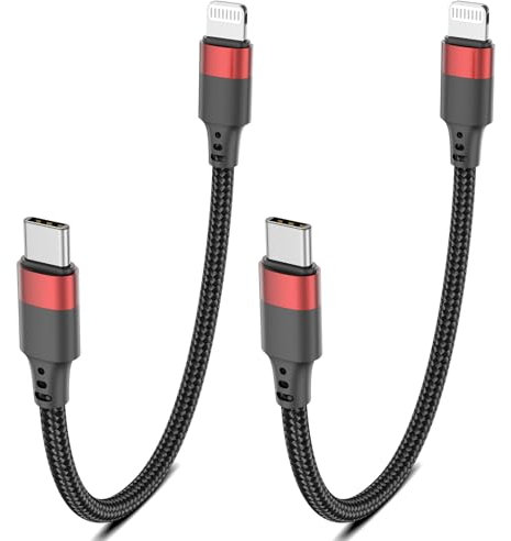 USB C to Lightning Cable Short 20CM, MFi Certified 2Pack 0.2M USB C iPhone Charger Cable Nylon Braided Type C to Lightning Cord PD Fast Charging Lead for iPhone 14 13 12 11 Pro Max Mini XR XS SE