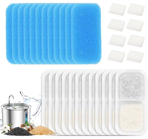 ZaKaBox 12-Pack Replacement Filters for oneisall Cat Water Fountain PWF-001 | 2L/70oz Stainless Steel Fountain, Ideal for Multi-Pet Homes, 3 Filtration System