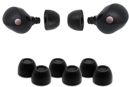 Comply Premium Foam Earplugs Compatible with Sony True Wireless XM5, XM4, Linkbuds S & C700N, Size L, New 2025 Version with Cleaning Tool, Black, 3 Pairs, Made in The USA