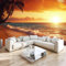 JSCWDET Papier Peint Plage tropicale Panoramique 3D coucher de soleil avec palmiers Soie Papier Murale Salon Chambre à Coucher Maison d'enfants restaurant Décoration Intérieure (350× 256 cm