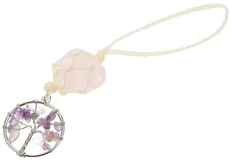 Amosfun Herzförmiger Amethyst Schlüsselanhänger Lebensbaum Steinanhänger Auto Taschenanhänger Filigran Und Handlich
