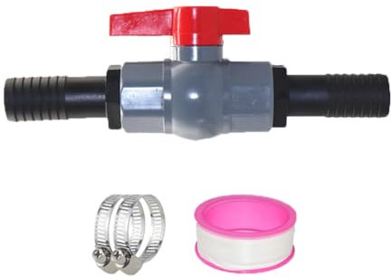 TopHomer A, Kugelhahn mit Schlauchanschluss, PVC-Absperrventil für Pool und Garten, mit Innengewinde, 32 mm, für Regentonnen-Zapfhahn und Wasserhahn-Set