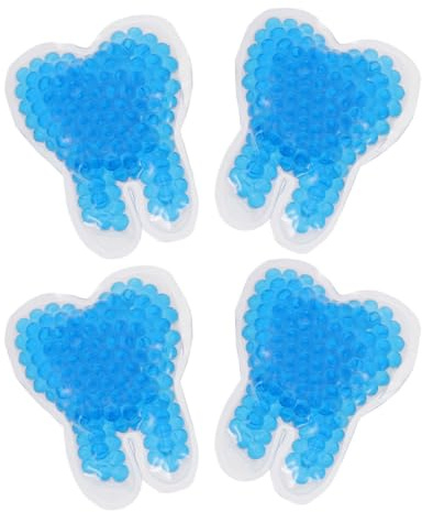 Healvian Wiederverwendbare Eisbeutel für Verletzungen 4 Stück Kleine Zahnform Pvc Gelmaterial Heiß und Kalttherapie Tragbare Kühlkompresse für Zahn und Schmerzpflege