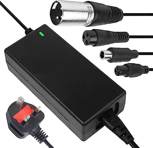 42V 2A Electric Scooter Charger, 36V Lithium Battery Charger Mobility Scooter for Hoverboard Scooter Balance Bike EBike, with Led Indicator 4 Types of Plugs