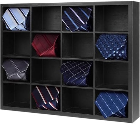 DBREAKS Bambus Krawattenhalter, 16-Fach Krawattenorganisator zur Wandmontage, Krawattenbox für Krawatten Display