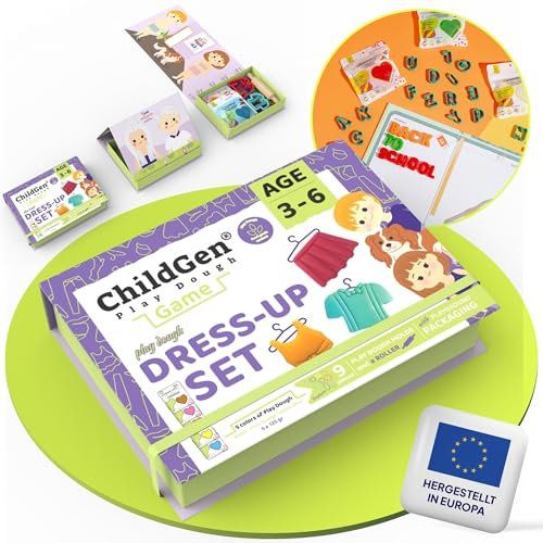 ChildGen Knete Play Dough Dress-up Set, Knete- Set, Knete, ungiftig, 100% natürliche Inhaltsstoffe, Knete, Knetset, Kinderknete, Knete ab 2 Jahre, Knetezubehör