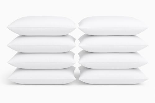 Soft Polyester Hotel Pillows Pack 8, Ultimate Luxury Premium Quality Hollowfibre, Breathable Sleep Experience Pillows 8
