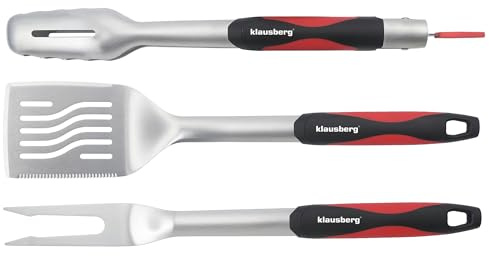 Grillbesteck-Set, 3-teilig, Grillwerkzeuge, BBQ Besteckset, Grillzubehör Set KLAUSBERG KB-7899