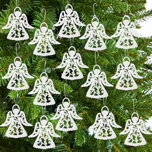 Julhänge, 24 stycken julängelhängen, julänglar, hängen av virkning, julgransprydnad med snöre, julgransprydnad, juldekoration att hänga upp
