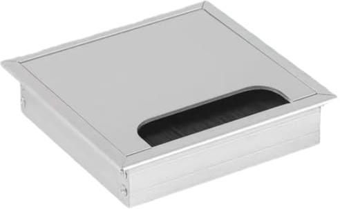 Kabeldurchführung aus Aluminiumlegierung mit schwarzer Bürste, rechteckiger Kabelöffnung und Kabelmanagement-Anschluss for PC-Schreibtisch, 1 Stück(Silver,120x120mm)