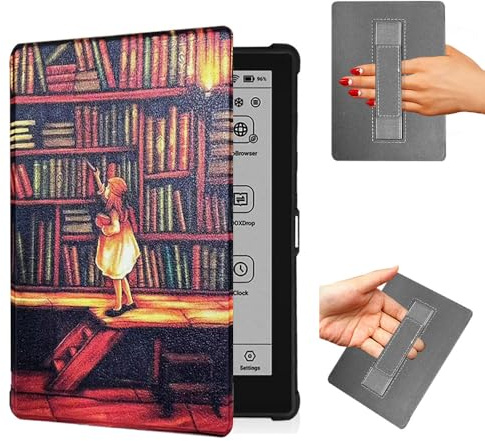 Étui de protection léger en cuir PU pour liseuse Onyx Boox Go 6, Poke 6/6S, Poke 5/5S 6, avec dragonne, mise en veille/réveil automatique (TSGNH)