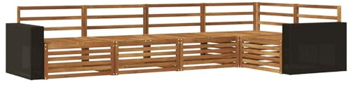 vidaXL Outdoor-Sofagarnitur 5 pcs Natur 331 x 172,5 x 73 cm, Patio Lounge, modernes Sofa für draußen, wetterfestes Gartenmöbel, bequemes Terrassen-Set