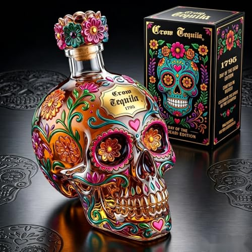 Whiskey Decanter, Skull Skeleton Decanter, Halloween Decor, Skeleton Decorations, Liquor Decanter and Whiskey Glass, Halloween Decorations