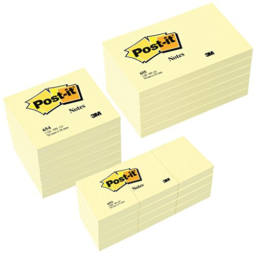 Post-it 654655P Haftnotiz Promotion Sparset, 70 g/qm, 6 x 654 + 6 x 655 + 12 x 653 gratis, gelb