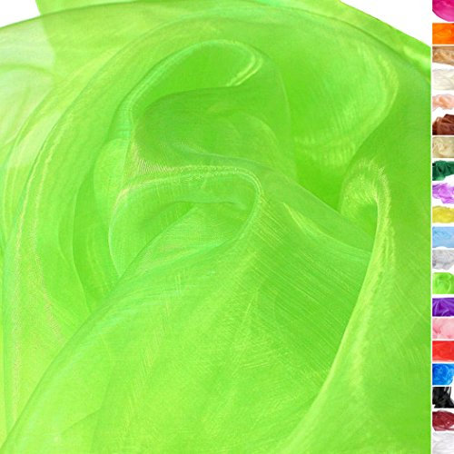 TOLKO 1m Organza Stoffe zum Nähen Meterware | Hauch Zart, Fein, Durchsichtig | zum Dekorieren Basteln 145cm breit | leichter Glanz Stoff für Gardine Vorhänge Tischdecken Deko Schals (Hell Grün)