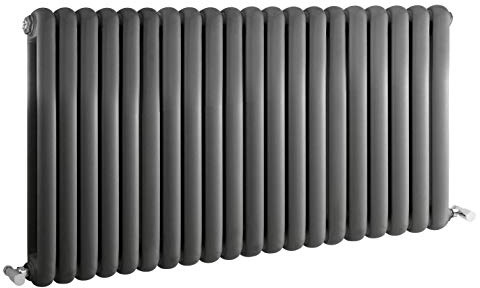 Hudson Reed HSA007 Salvia | Modern Bathroom Horizontal Designer Double Panel Bathroom Radiator , 635mm x 1223mm, Anthracite