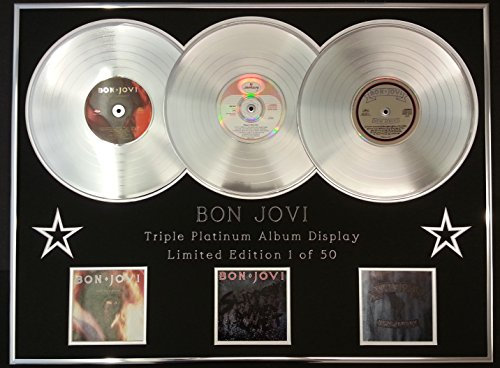 BON JOVI/Dreifach-Platin Album anzeigen/Limitierte Edition/COA/7800 FARENHEIT + SLIPPERY WHEN WET + NEW JERSEY