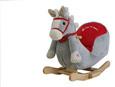 Sweety Toys 7059 Schaukeltier Schaukelpferd PIPPER grau mit rotem Zaumzeug