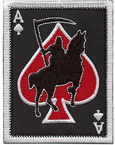 Ace of Spades Grim Reaper Death Card Morale Tactical Skull Skeleton Stickerei Klettverschluss Patch