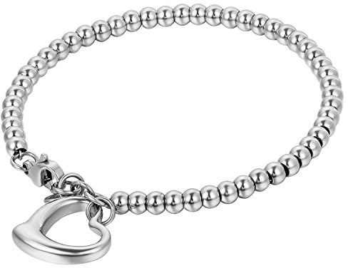 OIDEA Damen Armband Kugelkette Herz: Armkette aus Edelstahl Silber Kugeln Armreif Handgelenk Armschmuck Geschenk für Frauen Mädchen Valentinstag