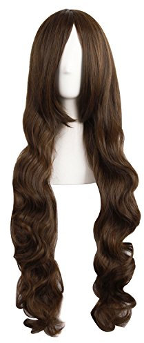 MapofBeauty 31/80cm Glamorous weibliche lange lockiges Haar Anime Perücke (Braun)